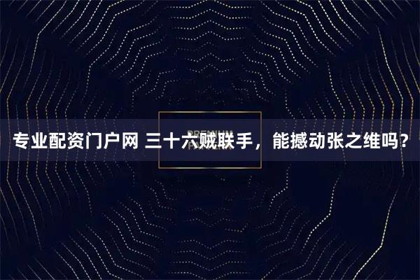 专业配资门户网 三十六贼联手，能撼动张之维吗？